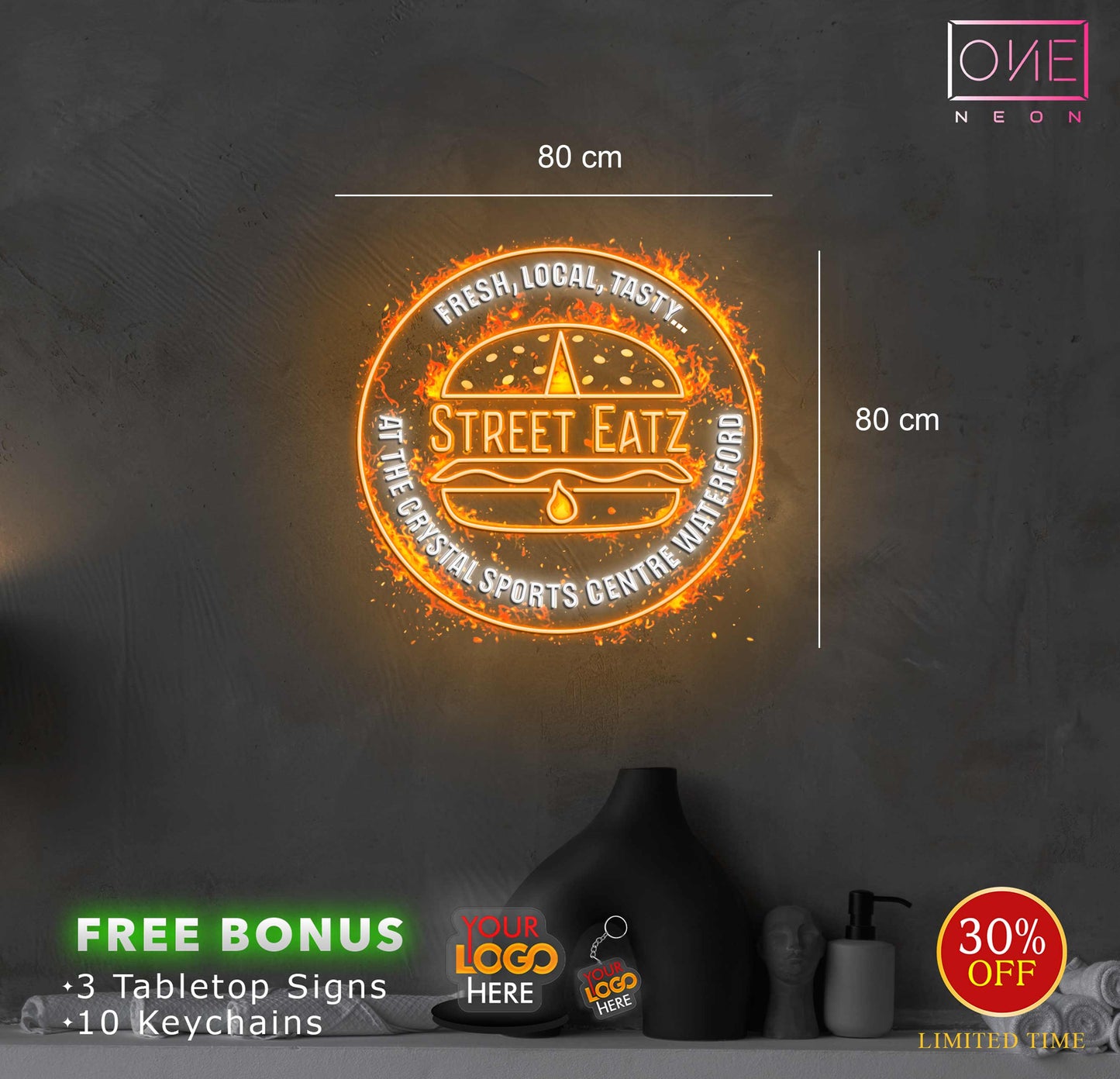 STREET EATZ | LED Neon Sign & 25 keychains